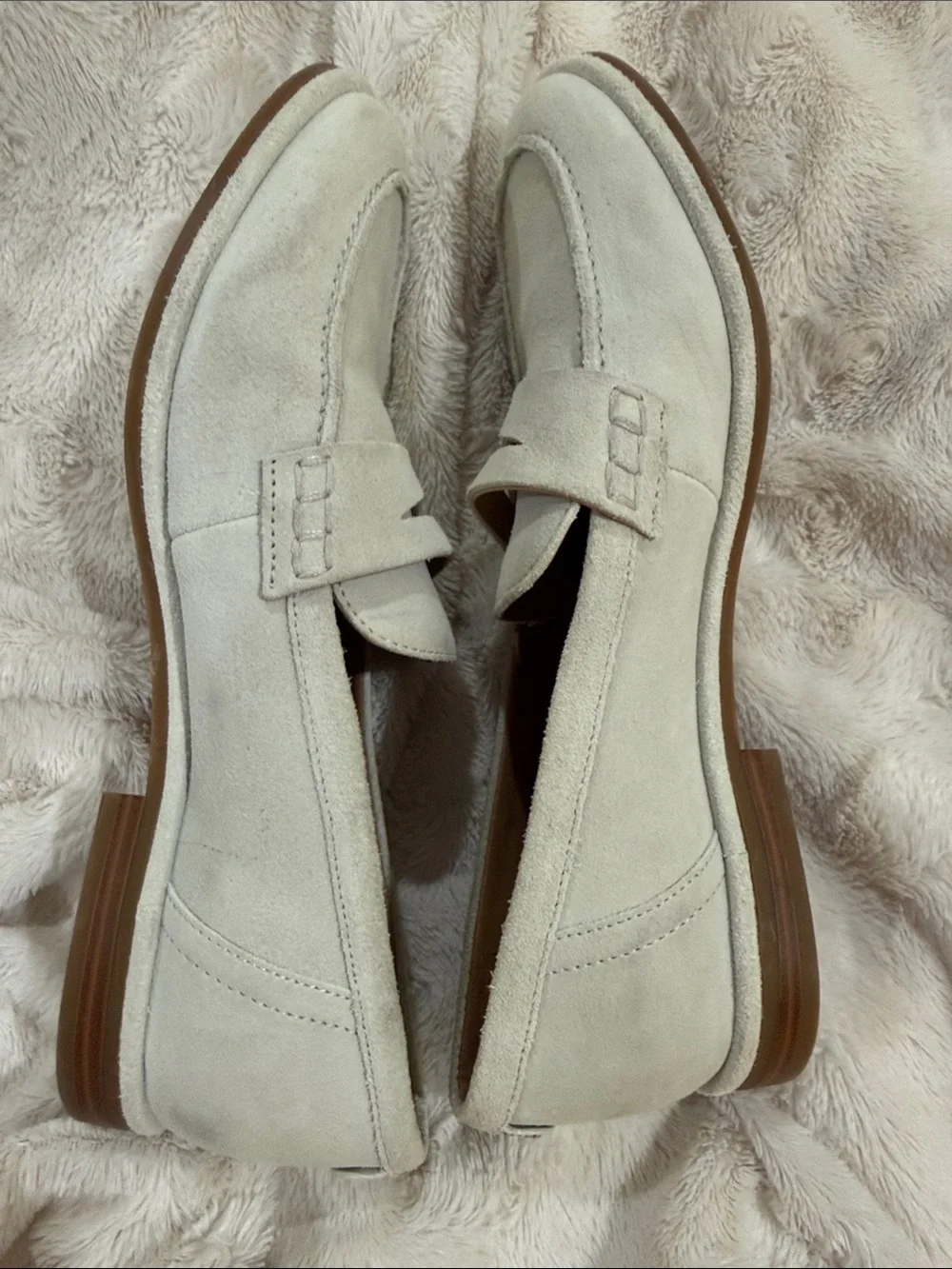 Sam Edelman Women's Suede Penny Loafers in Light Cream